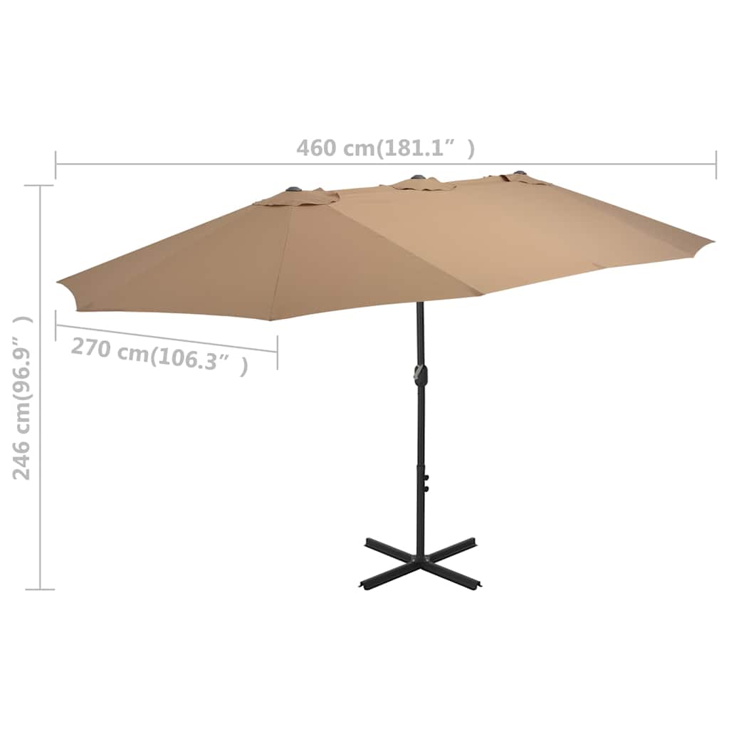 44870 vidaXL Outdoor Parasol with Aluminium Pole 460x270 cm Taupe