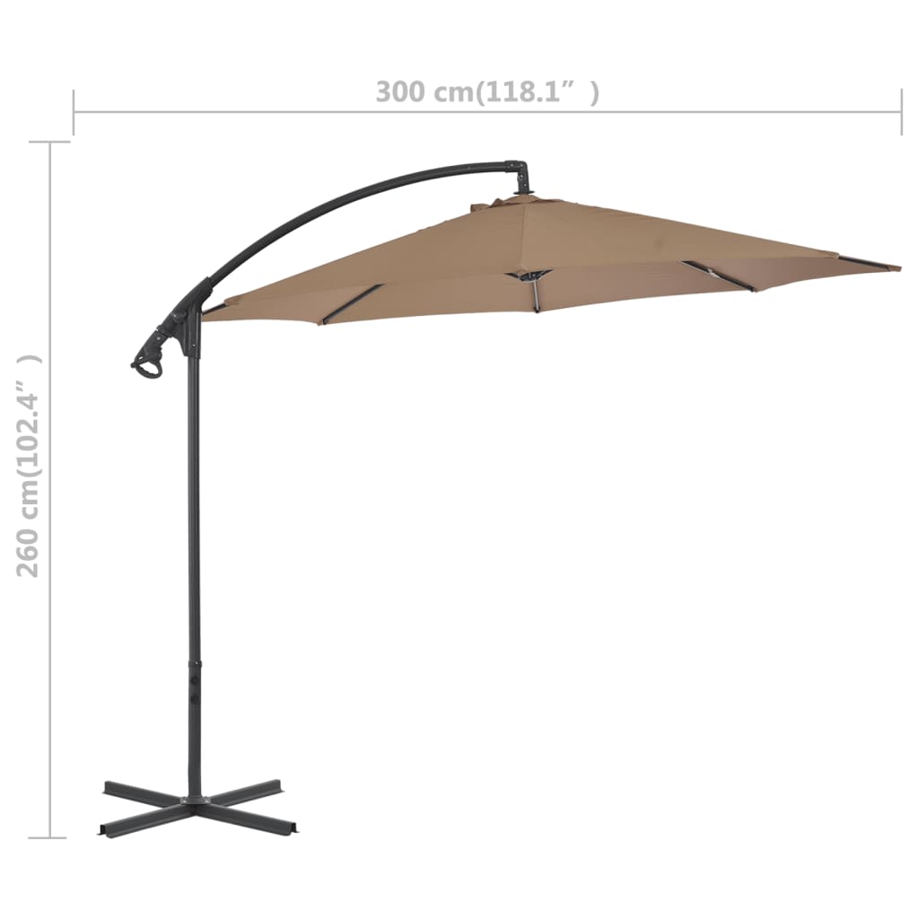 Cantilever Garden Parasol | Taupe | Polyester, Steel | Large