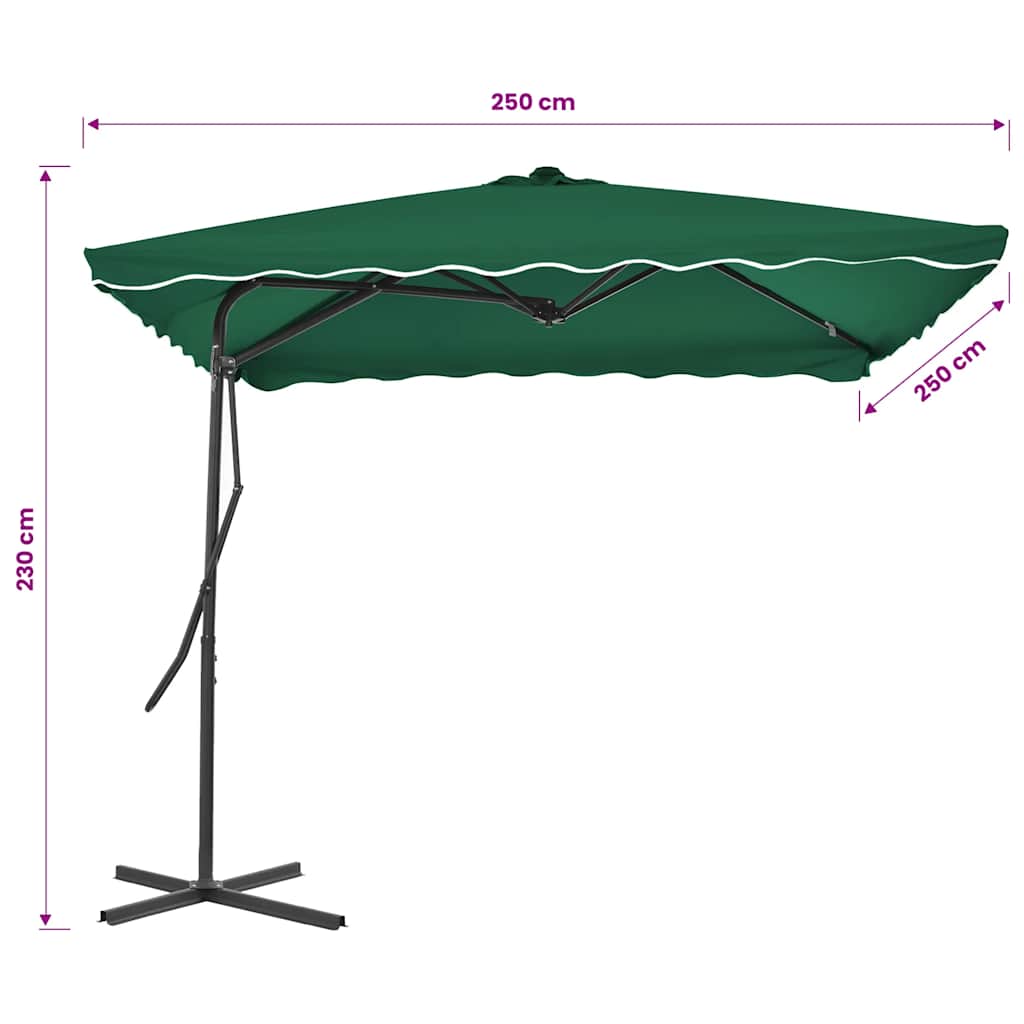 44881 vidaXL Outdoor Parasol with Steel Pole 250x250 cm Green