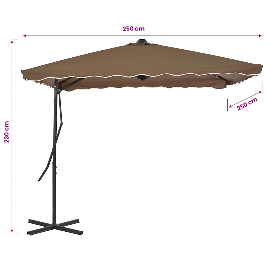 44884 vidaXL Outdoor Parasol with Steel Pole 250x250 cm Taupe