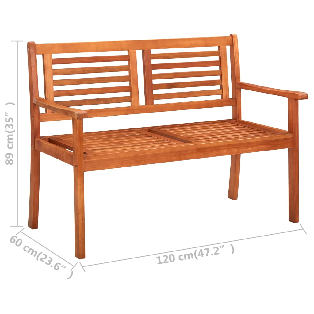 44398 vidaXL 2-Seater Garden Bench 120 cm Solid Eucalyptus Wood