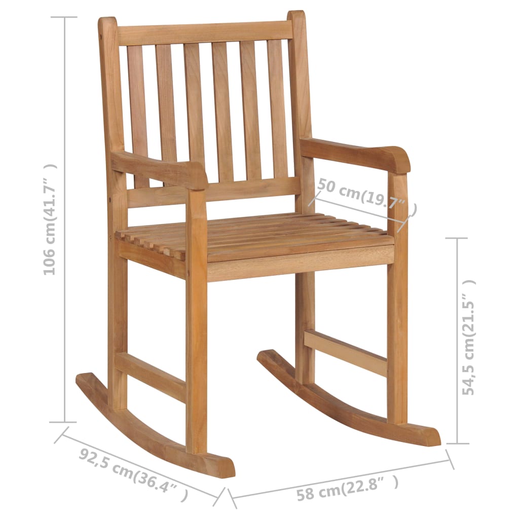 Rocking Chair | Brown | Solid Teak Wood | Medium | Durable