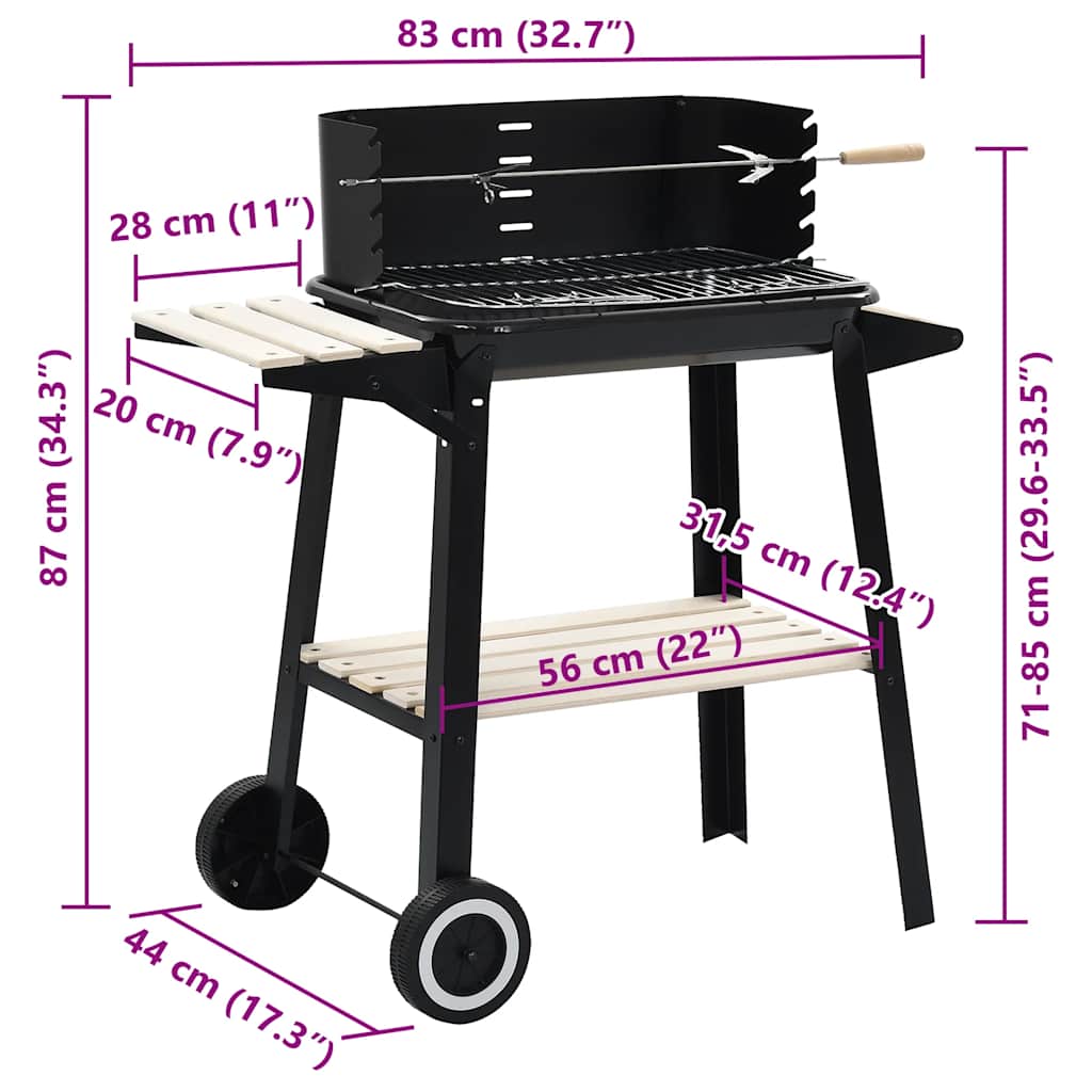 45367 vidaXL Charcoal BBQ Stand with Wheels