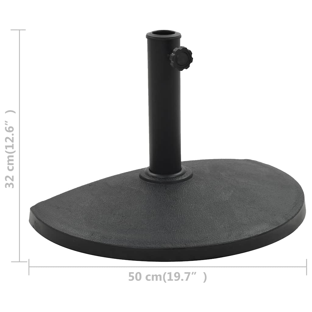 45198 vidaXL Parasol Base Half Round Polyresin 9 kg Black
