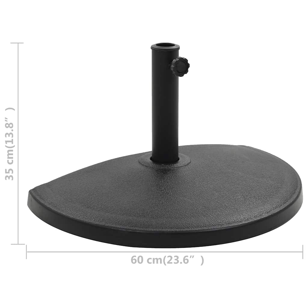 45199 vidaXL Parasol Base Half Round Polyresin 15 kg Black