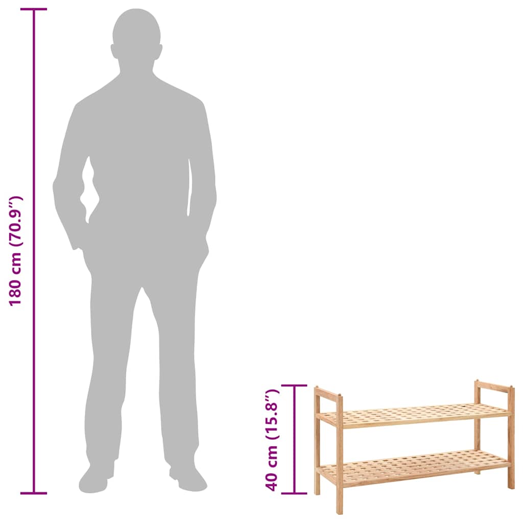 247102 vidaXL Shoe Rack Solid Walnut Wood 69x26x40 cm