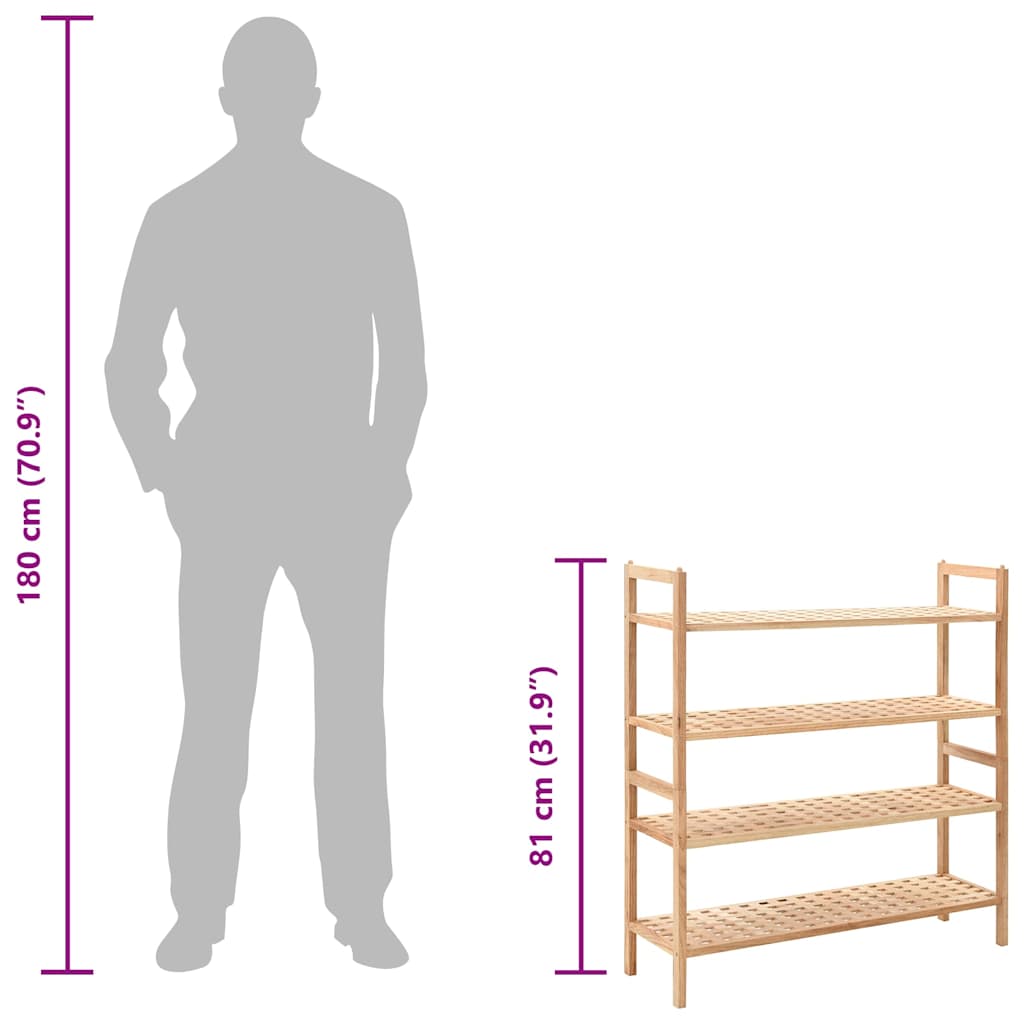 247103 vidaXL Shoe Rack Solid Walnut Wood 69x26x81 cm