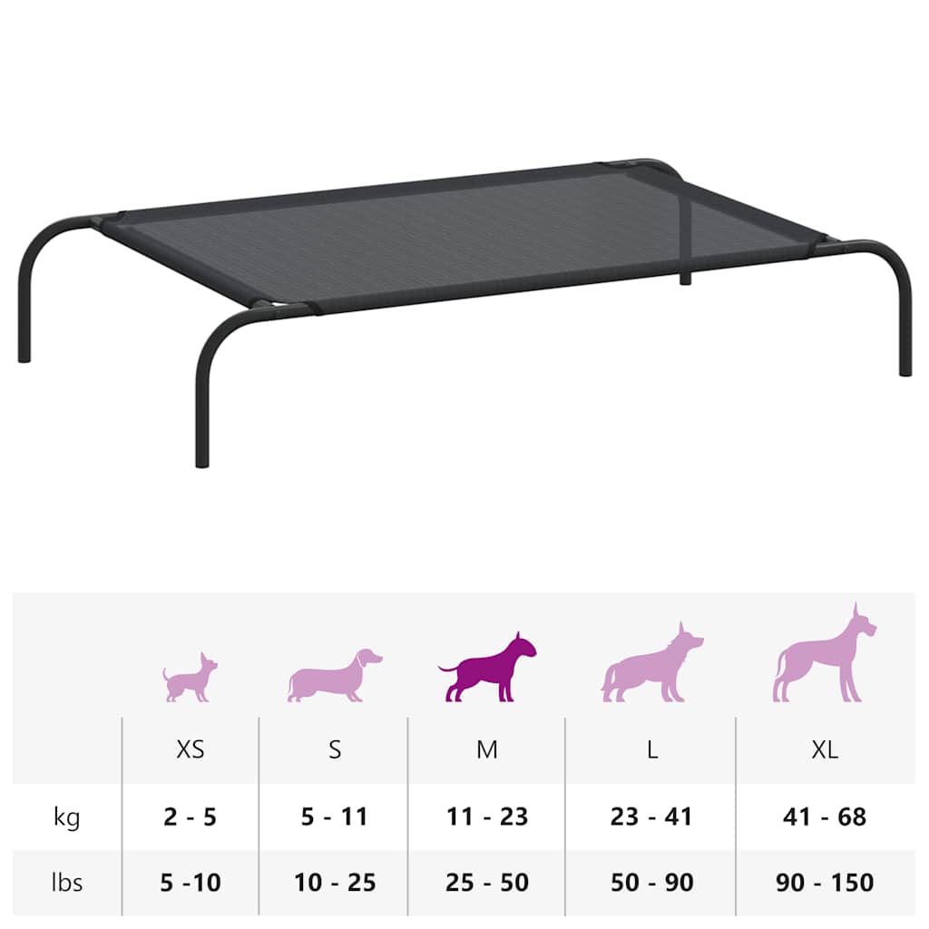 170662 vidaXL Elevated Dog Bed Black L Textilene