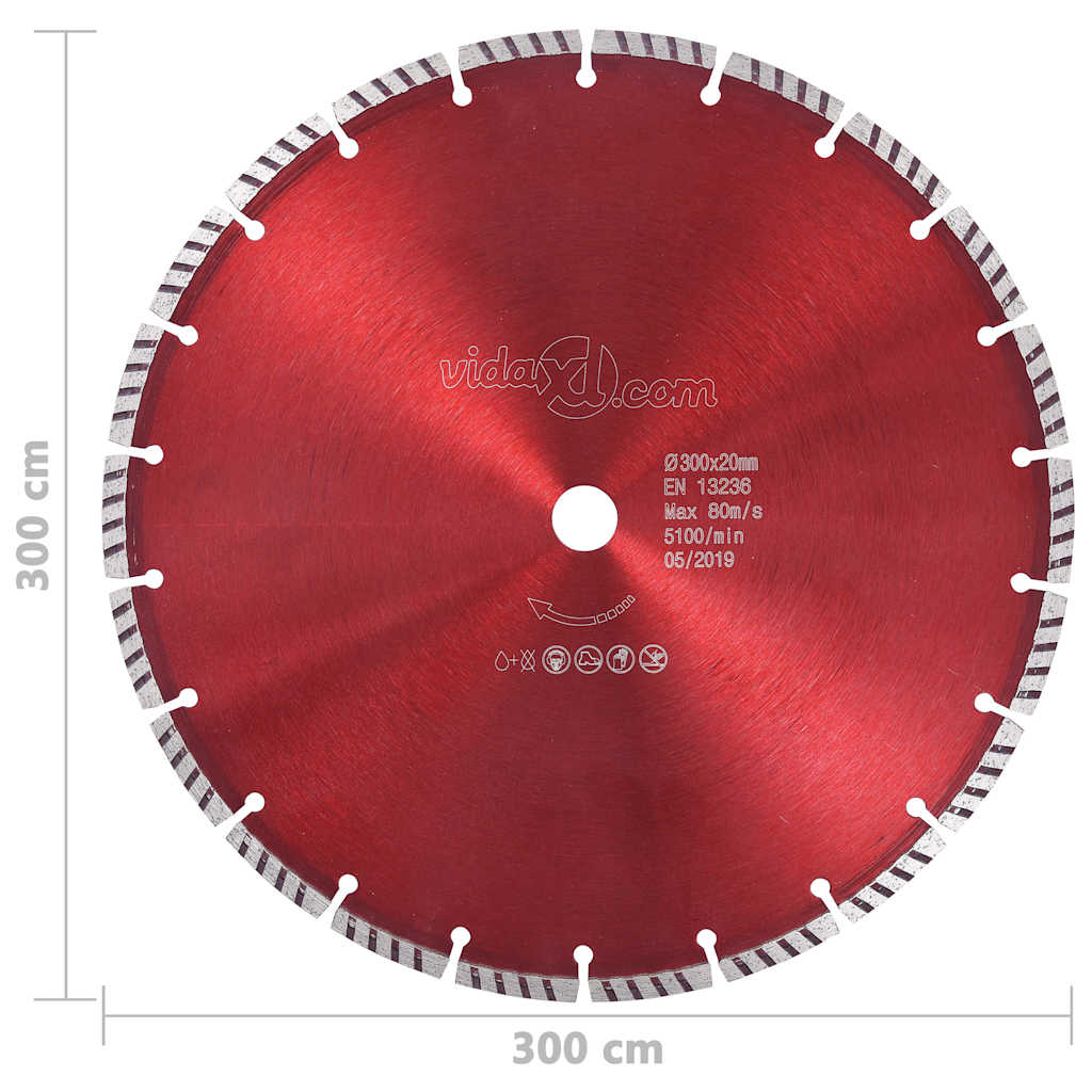 143223 vidaXL Diamond Cutting Disc with Turbo Steel 300 mm
