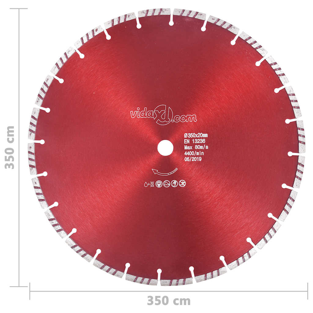 143226 vidaXL Diamond Cutting Disc with Turbo Steel 350 mm