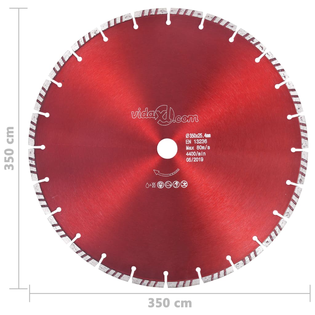 143228 vidaXL Diamond Cutting Disc with Turbo Steel 350 mm
