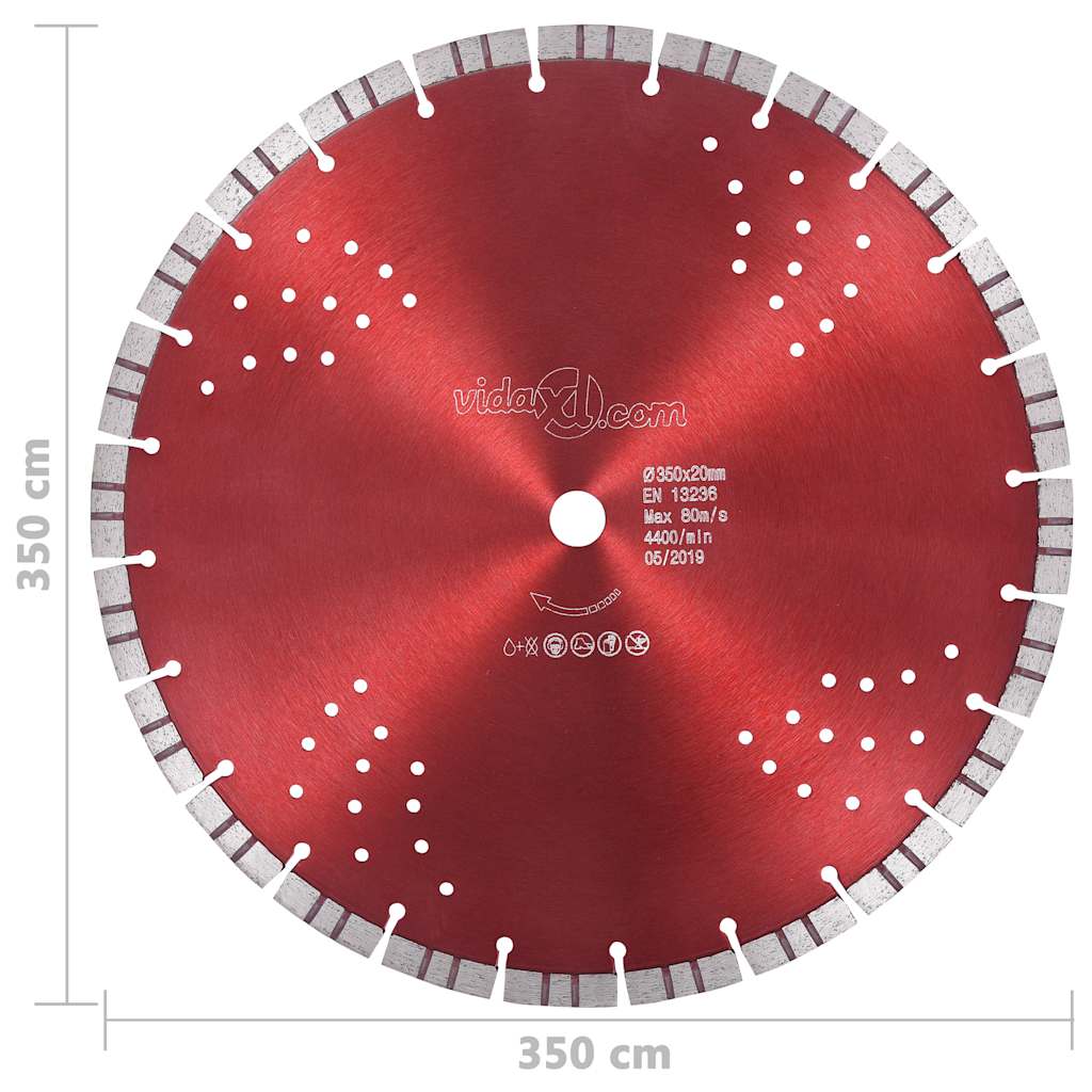143234 vidaXL Diamond Cutting Disc with Turbo and Holes Steel 350 mm