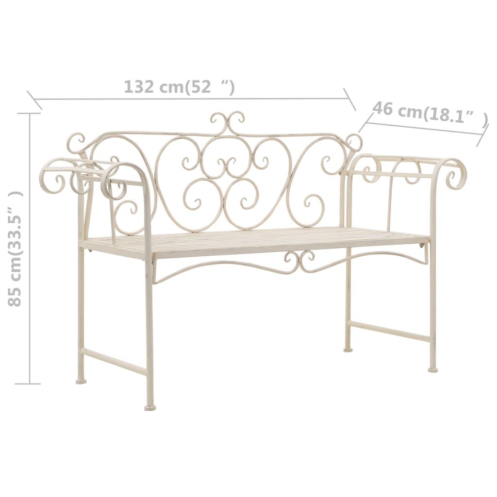45430 vidaXL Garden Bench 132 cm Metal Antique White