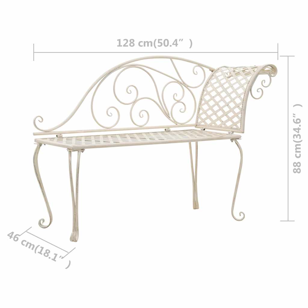45431 vidaXL Garden Chaise Lounge 128 cm Metal Antique White