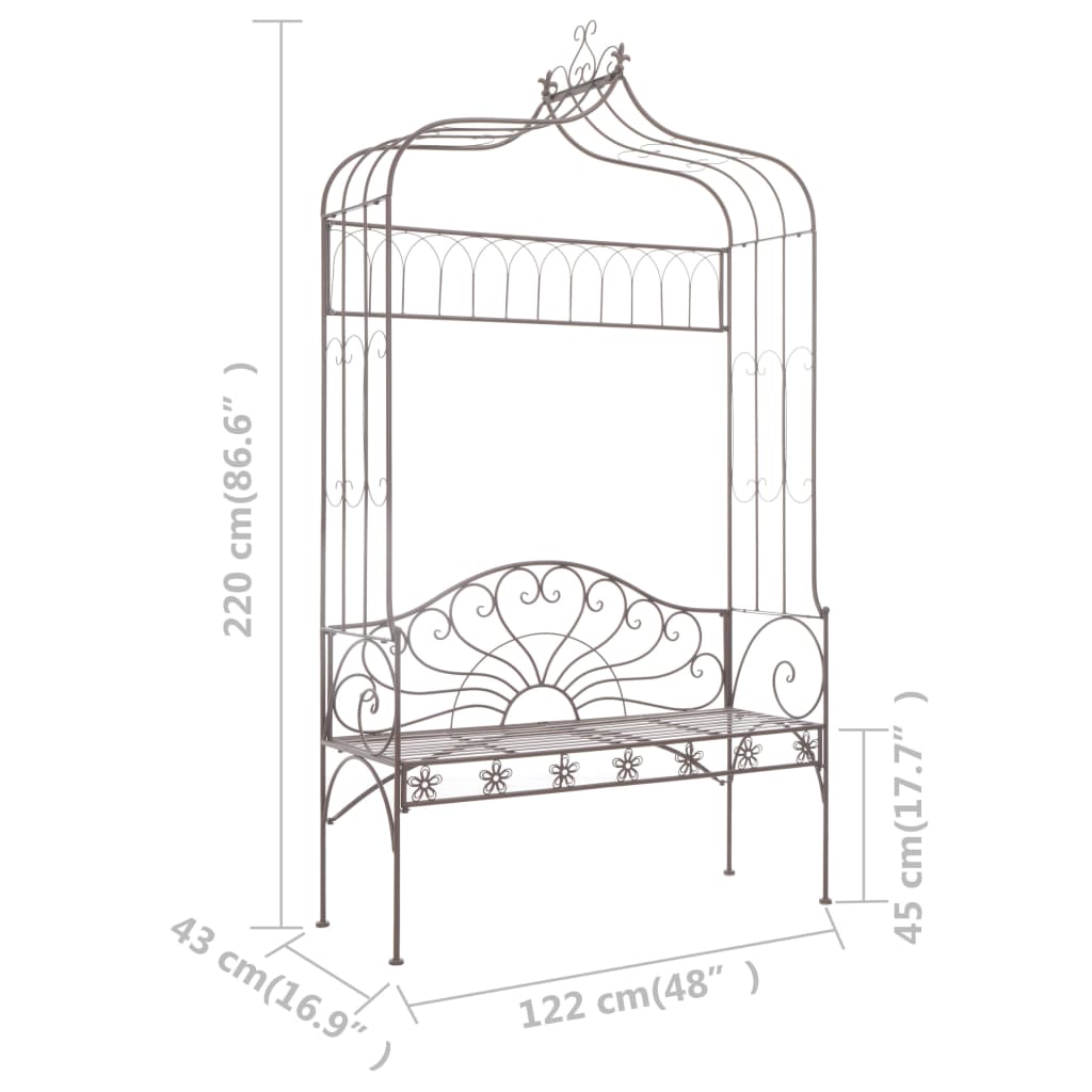 45435 vidaXL Garden Bench 122 cm Iron Antique Brown