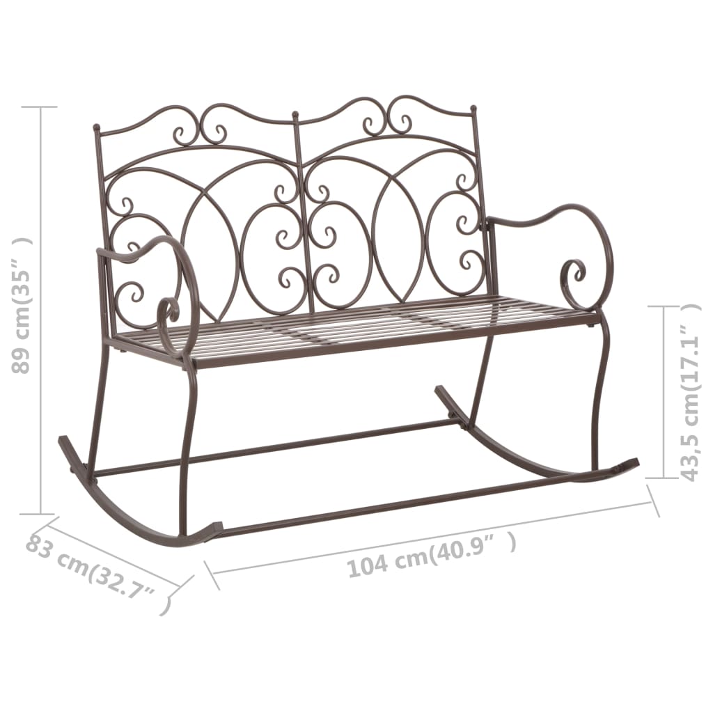 45437 vidaXL Garden Bench 104 cm Iron Antique Brown