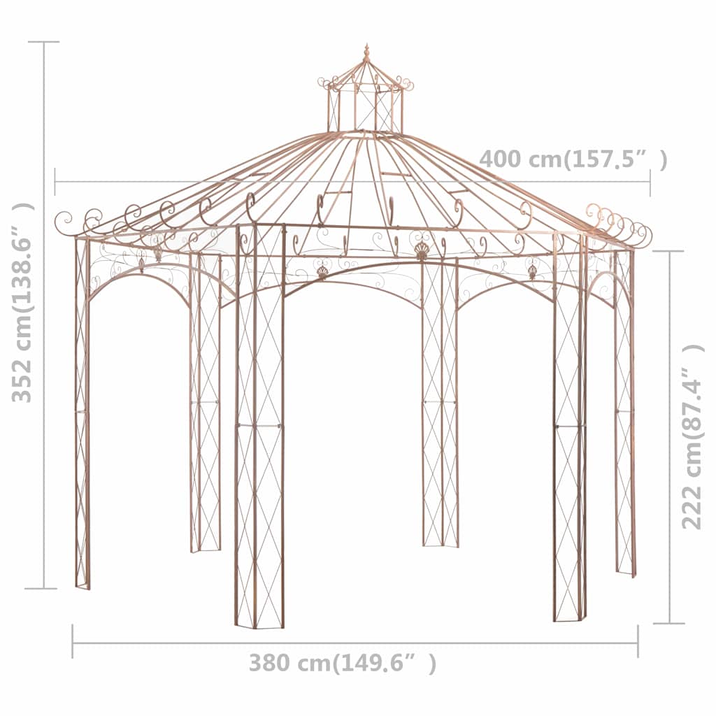 45439 vidaXL Garden Pavilion Antique Brown 4 m Iron