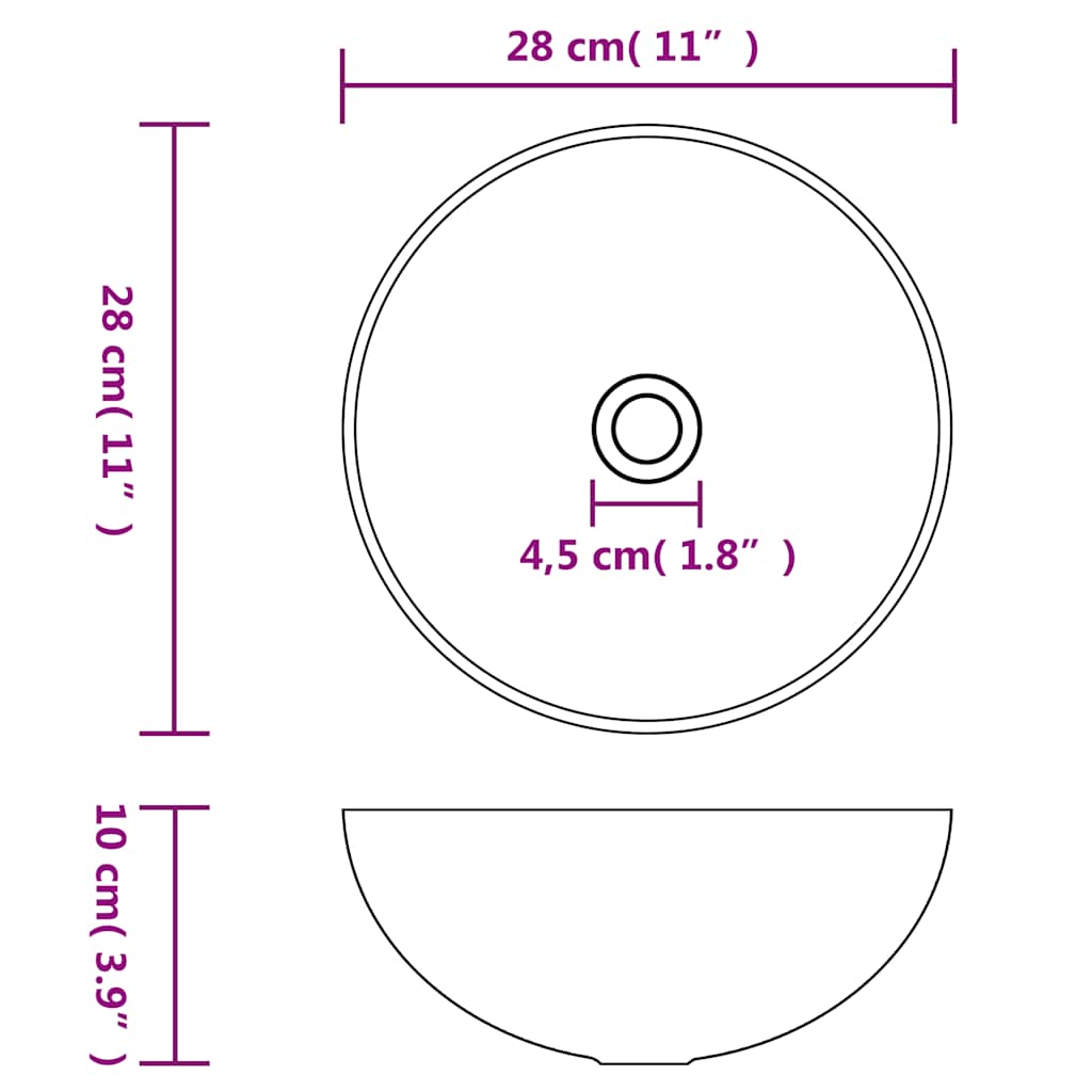 143490 vidaXL Wash Basin 28x10 cm Ceramic Gold