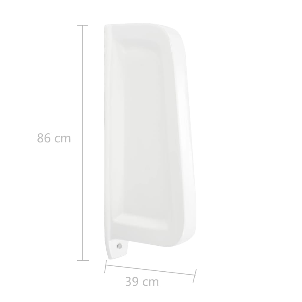 143852 vidaXL Wall-mounted Urinal Privacy Screen Ceramic White