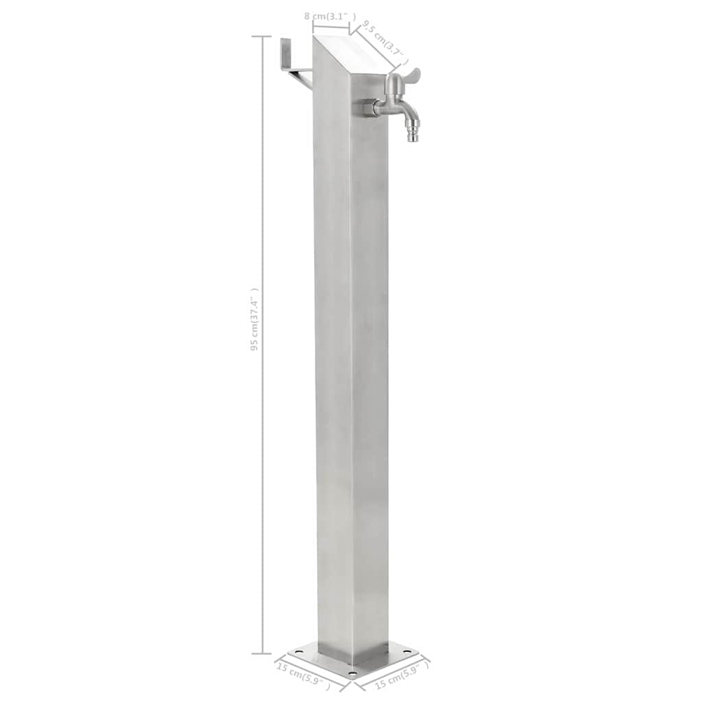 45453 vidaXL Garden Water Column Stainless Steel Square 95 cm