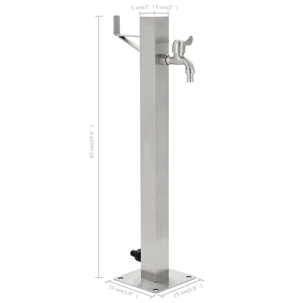 45454 vidaXL Garden Water Column Stainless Steel Square 65 cm