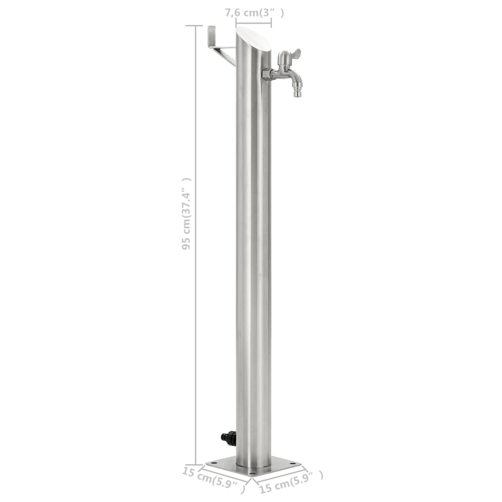 45456 vidaXL Garden Water Column Stainless Steel Round 95 cm
