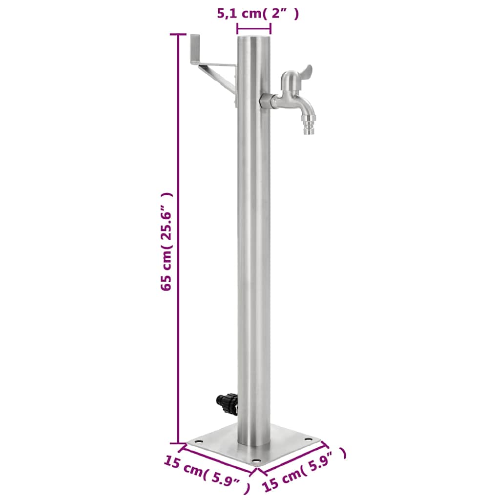 45457 vidaXL Garden Water Column Stainless Steel Round 65 cm