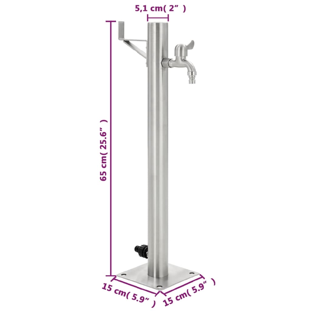 45457 vidaXL Garden Water Column Stainless Steel Round 65 cm
