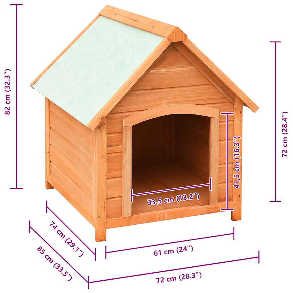 170639 vidaXL Dog House Solid Pine & Fir Wood 72x85x82 cm