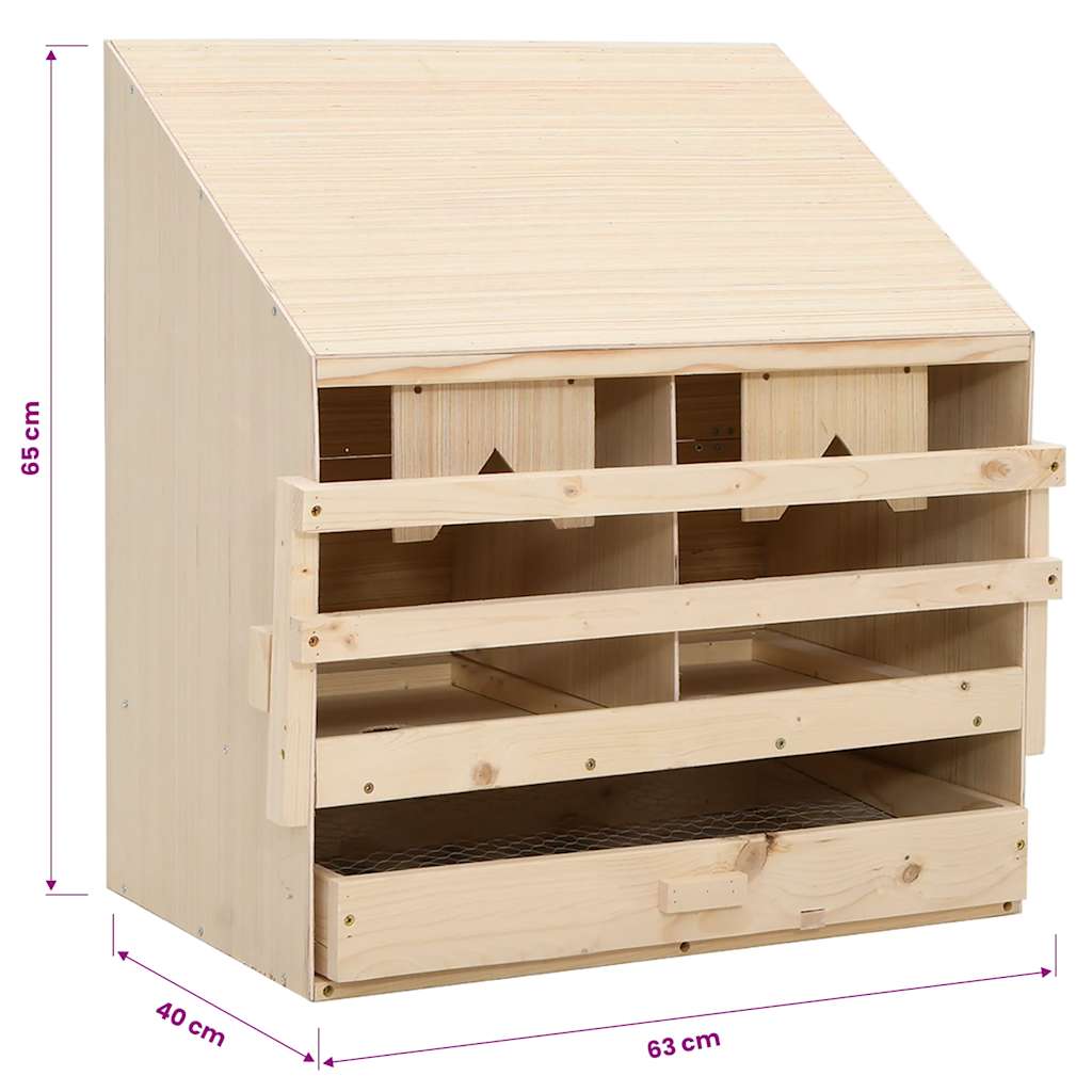 170651 vidaXL Chicken Laying Nest 2 Compartments 63x40x65 cm Solid Pine Wood