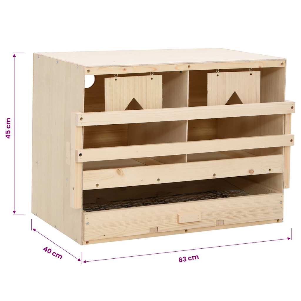 170652 vidaXL Chicken Laying Nest 2 Compartments 63x40x45 cm Solid Pine Wood