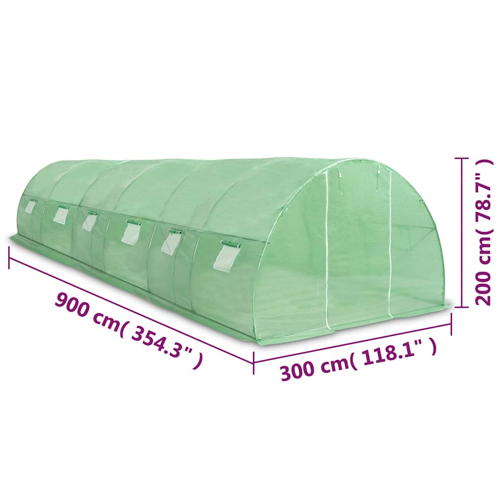 45537 vidaXL Greenhouse 27m² 900x300x200 cm