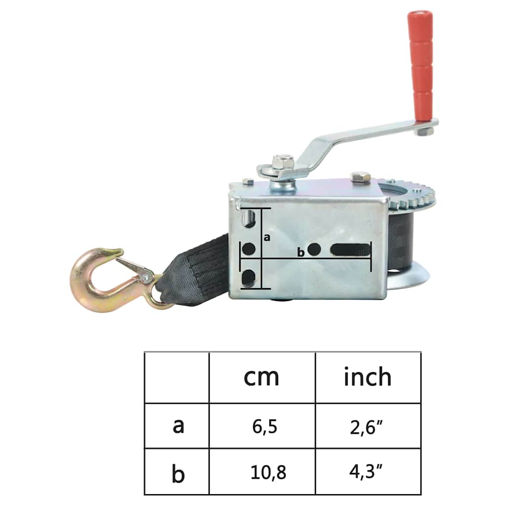 143994 vidaXL Hand Winch with Strap 540 kg