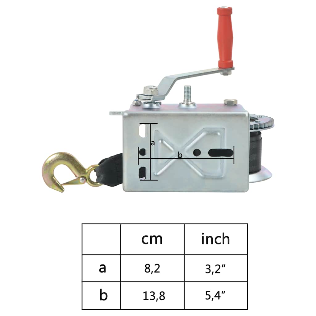 143995 vidaXL Hand Winch with Strap 1130 kg