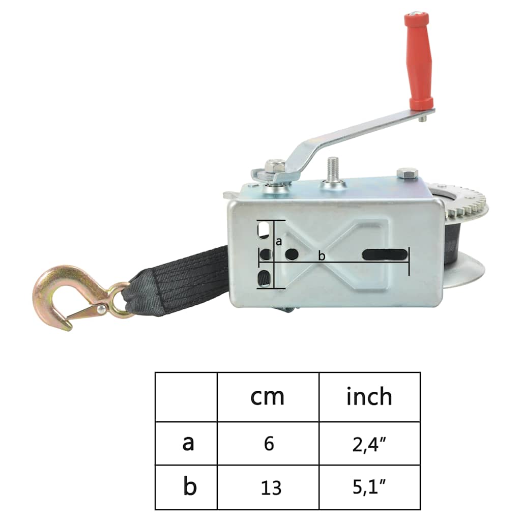 143996 vidaXL Hand Winch with Strap 1587 kg