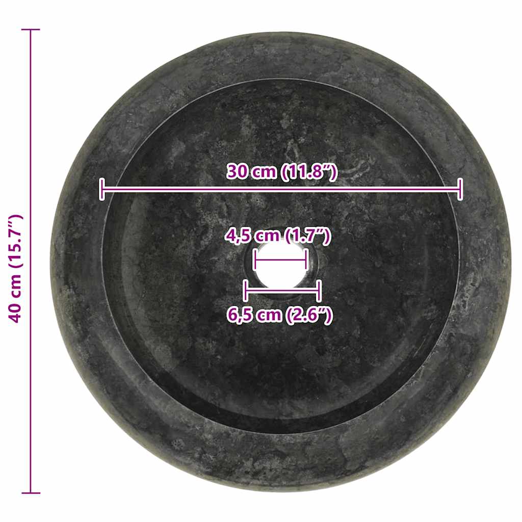 142766 vidaXL Sink 40x12 cm Marble Black