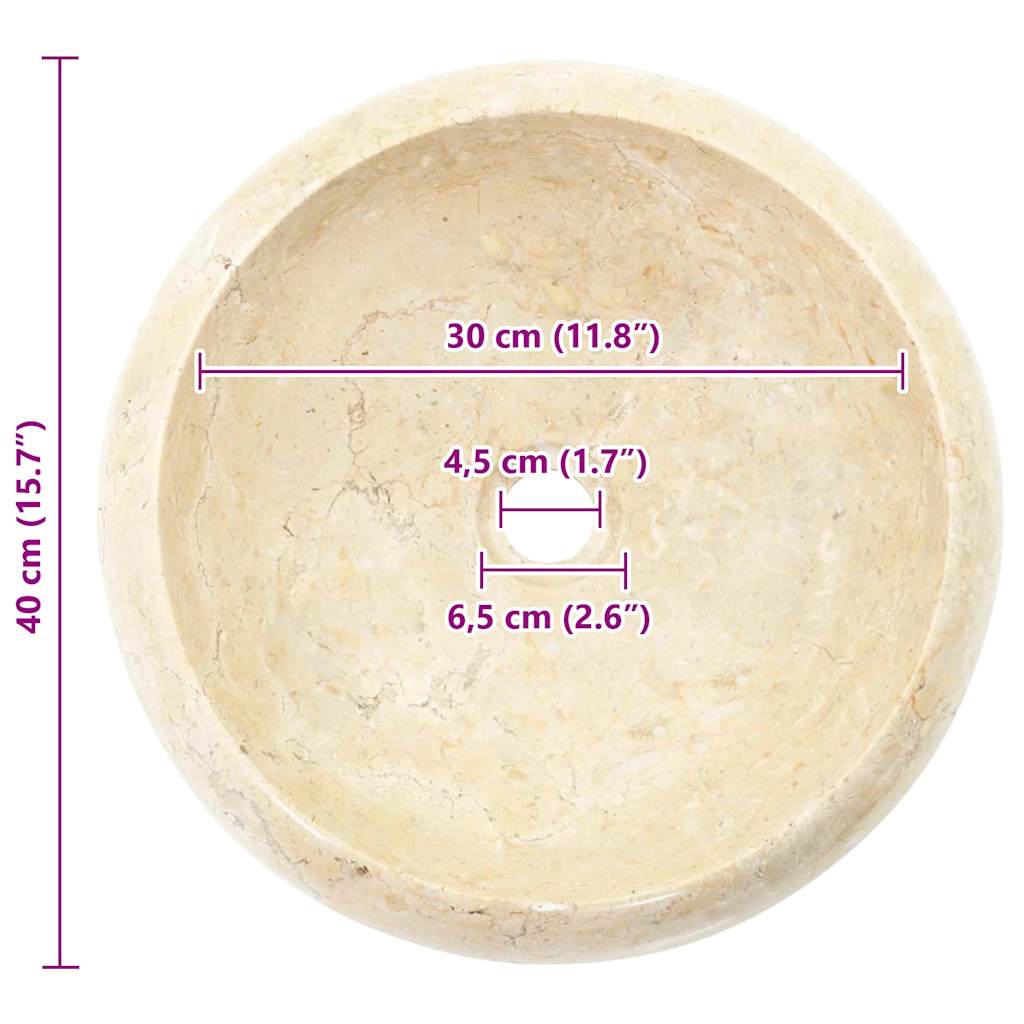 142767 vidaXL Sink 40x12 cm Marble Cream