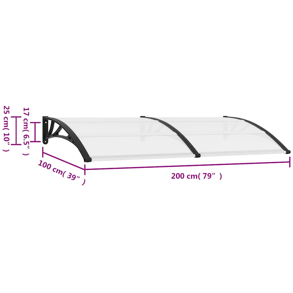 Door Canopy | Black brackets, transparent sheets