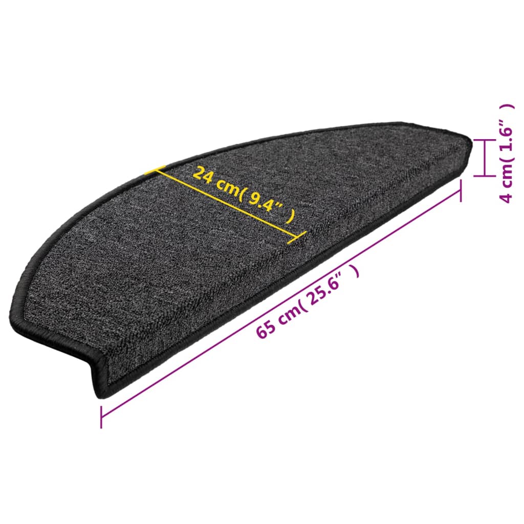 Stair Mats 15 pcs 65x24x4 cm Anthracite Half Round Large