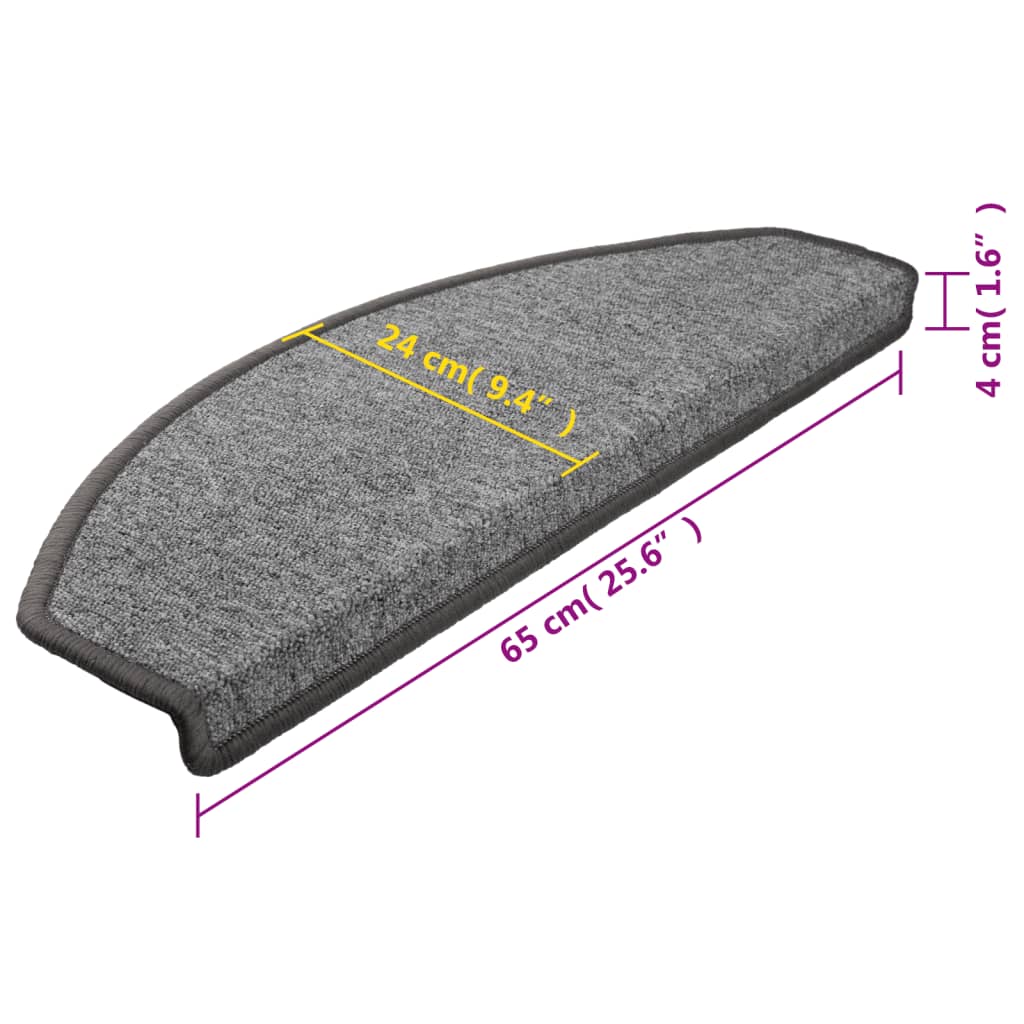 Stair Mats 15 pcs 65x24x4 cm Dark Grey Half Round Large