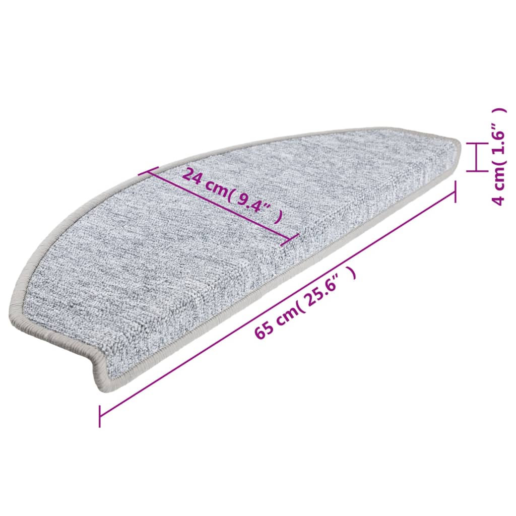 Stair Mats 15 pcs 65x24x4 cm Light Grey Half Round Large