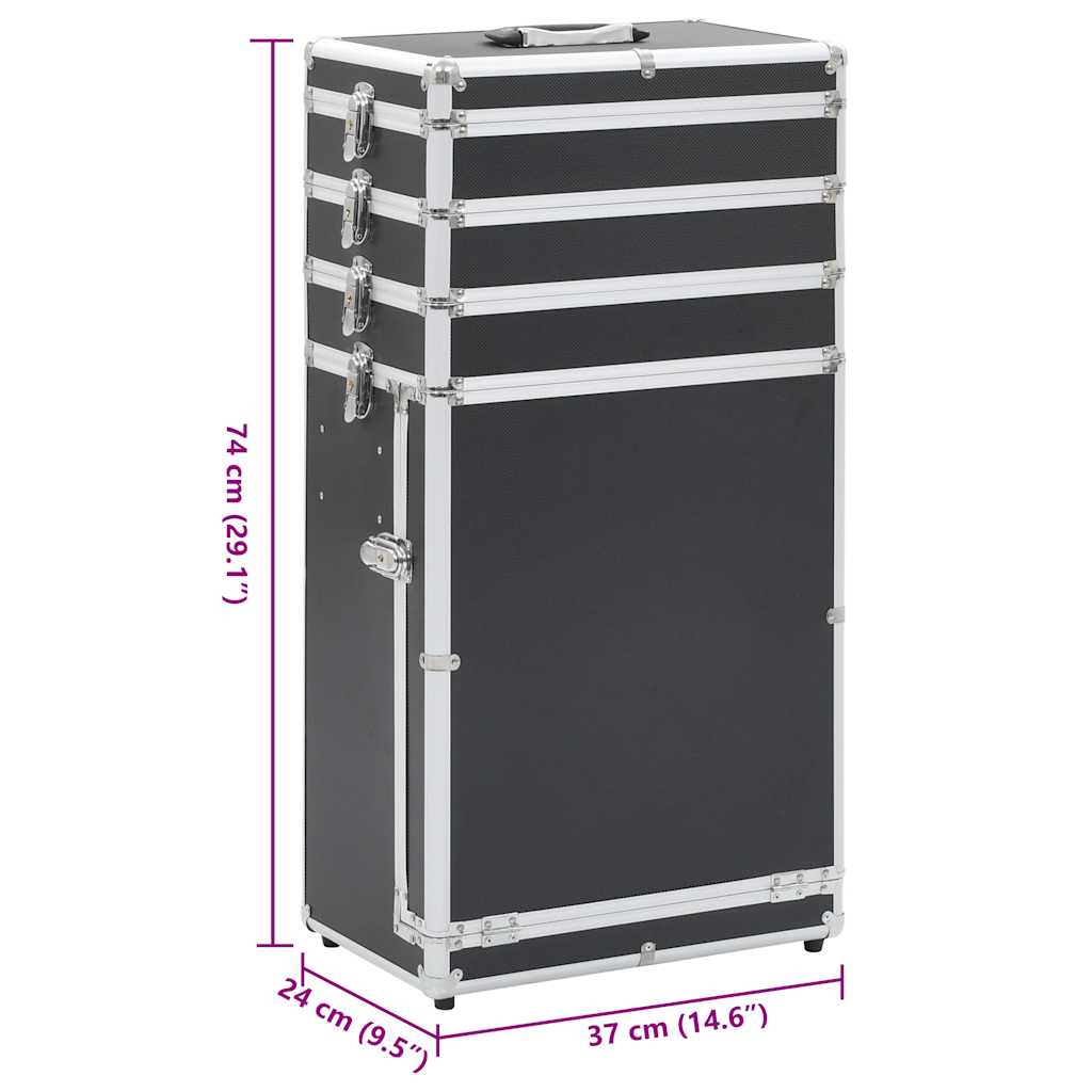 vidaXL Make-up Trolley Aluminium Black