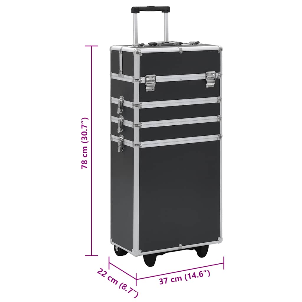 vidaXL Make-up Trolley Aluminium Black