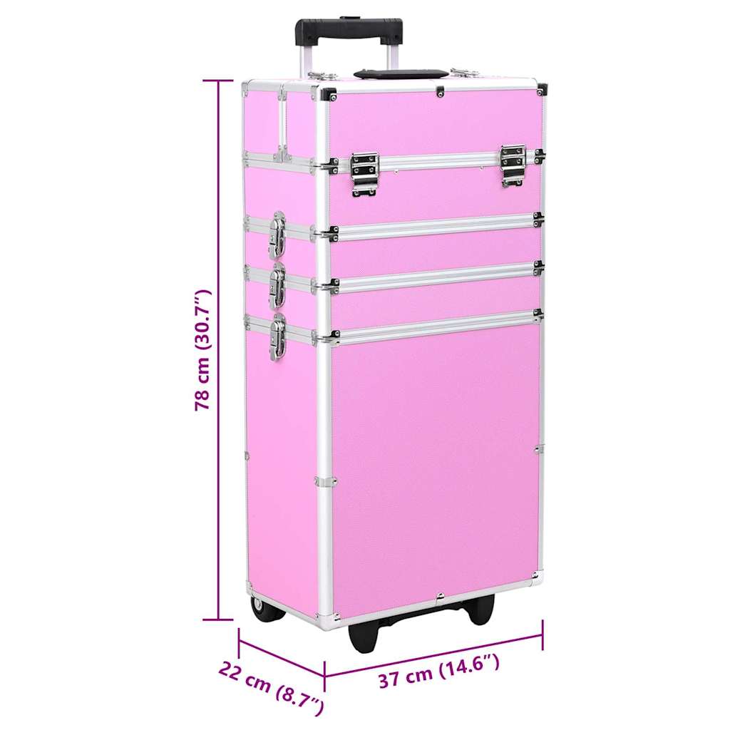 vidaXL Make-up Trolley Aluminium Pink