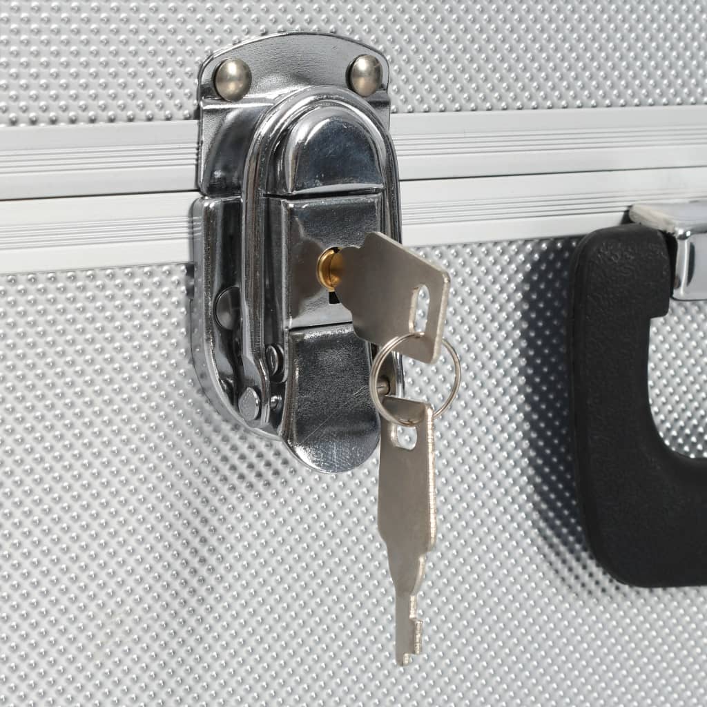 91848 vidaXL Tool Case 38x22,5x34 cm Silver Aluminum