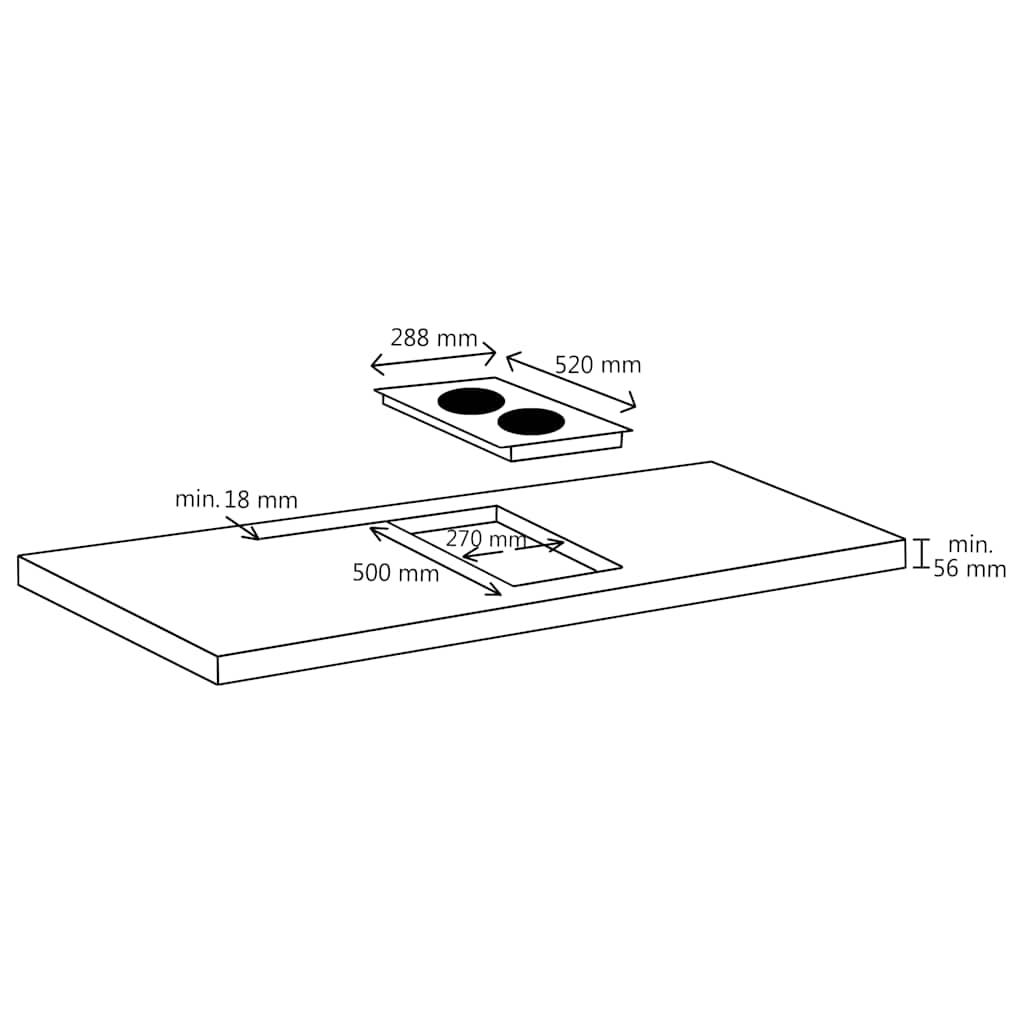 Induction Hob with 2 Burners Touch Control Glass 3500 W