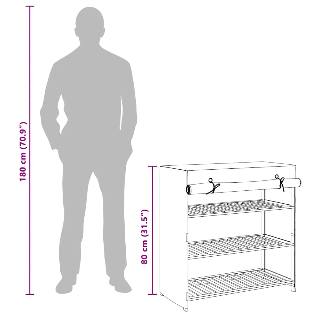 248194 vidaXL Shoe Cabinet with Cover White 79x40x80 cm Fabric