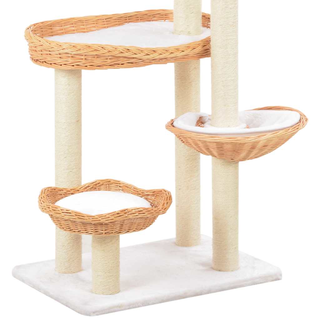 170729 vidaXL Cat Tree with Sisal Scratching Post Natural Willow Wood