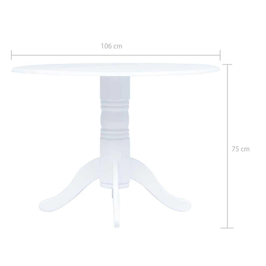 247353 vidaXL Dining Table White 106 cm Solid Rubber Wood
