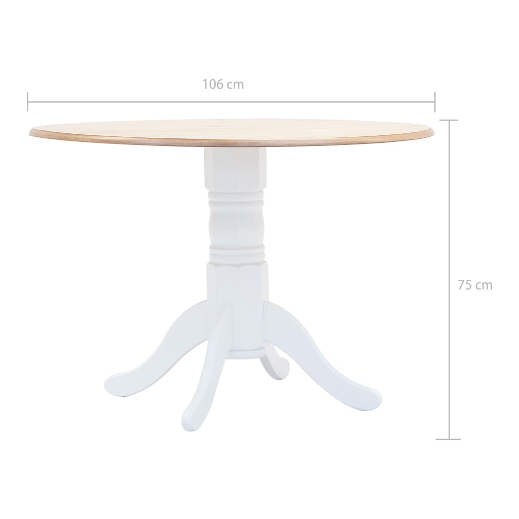 247354 vidaXL Dining Table White and Brown 106 cm Solid Rubber Wood